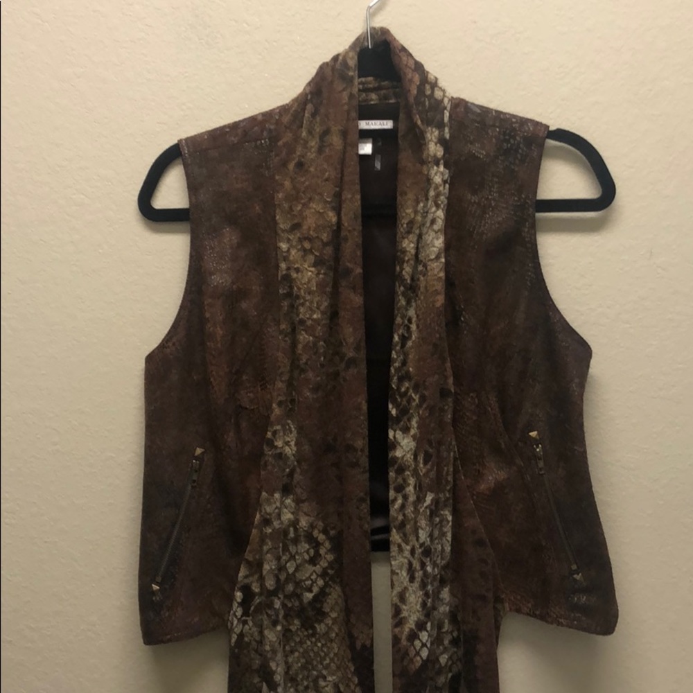 Alberto Makali Draped Python Print Brown Vest. - image 1